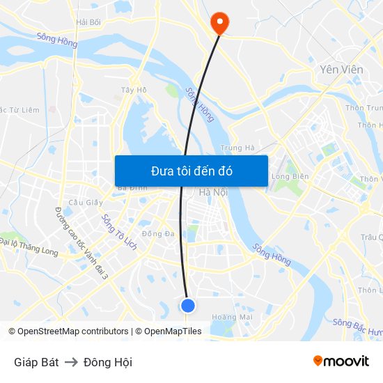 Giáp Bát to Đông Hội map