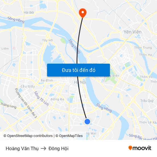 Hoàng Văn Thụ to Đông Hội map