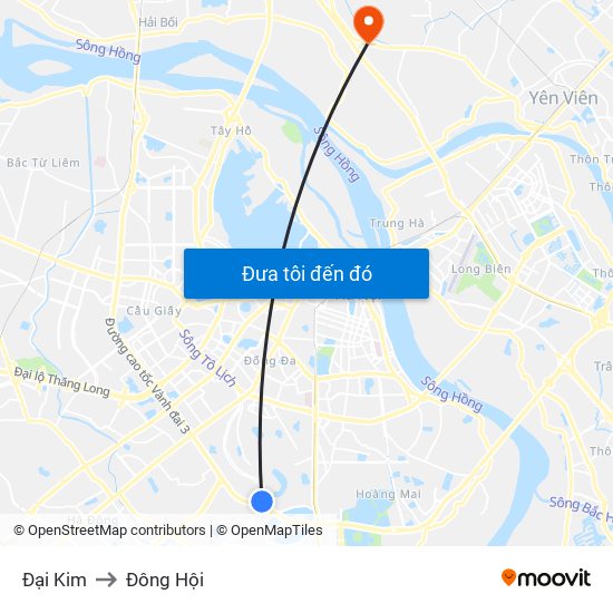 Đại Kim to Đông Hội map