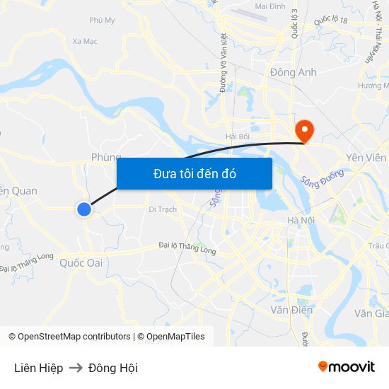 Liên Hiệp to Đông Hội map