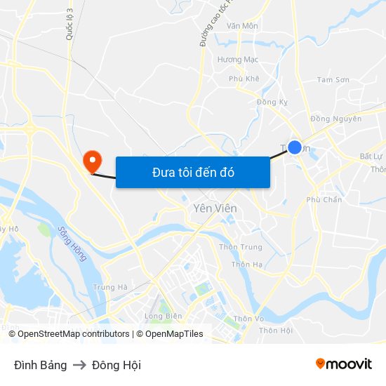 Đình Bảng to Đông Hội map