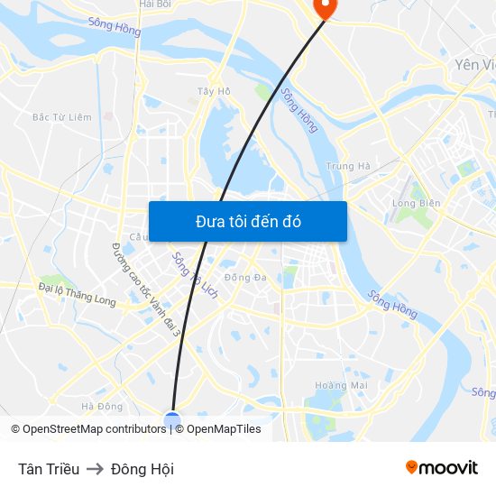 Tân Triều to Đông Hội map