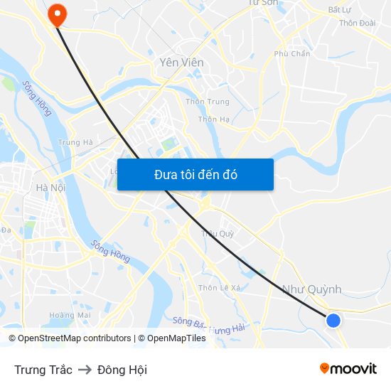 Trưng Trắc to Đông Hội map