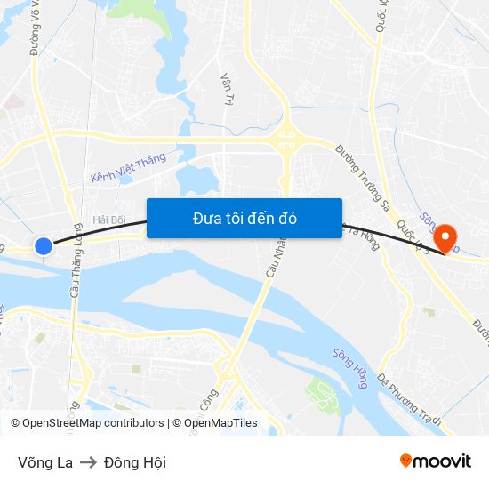 Võng La to Đông Hội map