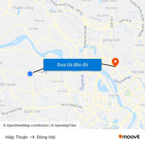 Hiệp Thuận to Đông Hội map