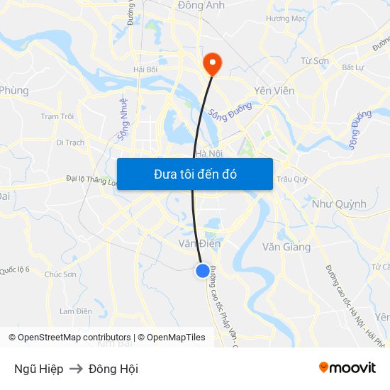 Ngũ Hiệp to Đông Hội map