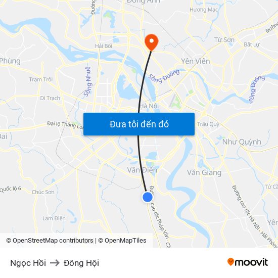 Ngọc Hồi to Đông Hội map