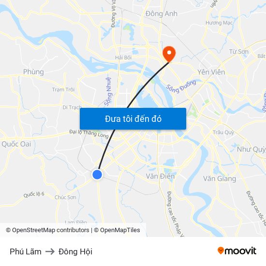 Phú Lãm to Đông Hội map