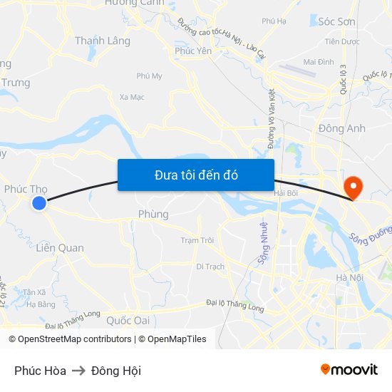 Phúc Hòa to Đông Hội map