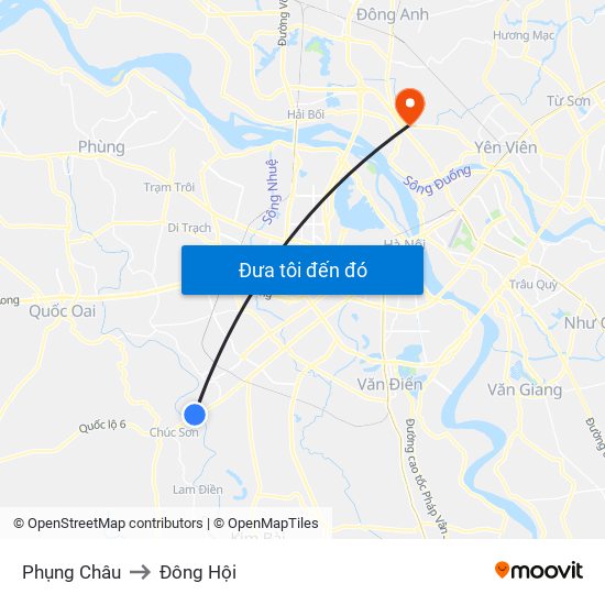 Phụng Châu to Đông Hội map