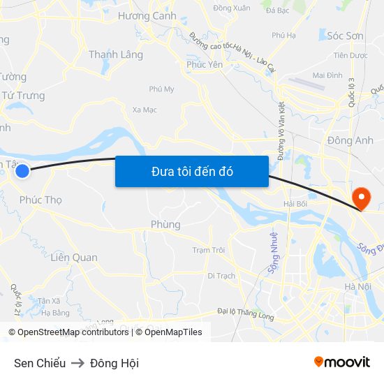 Sen Chiểu to Đông Hội map
