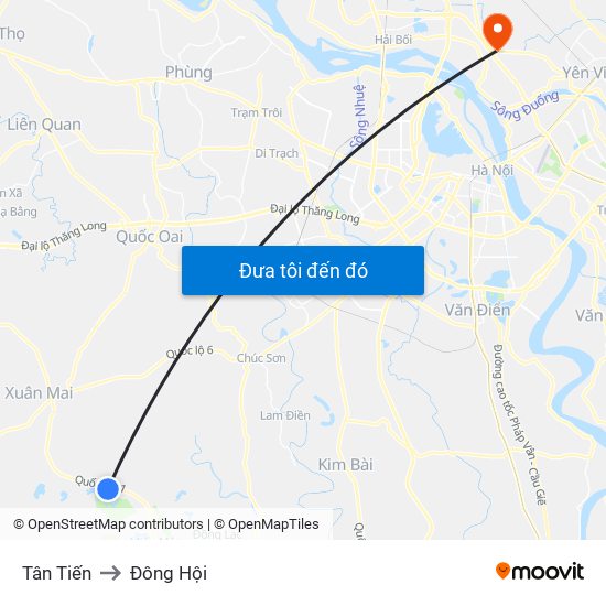 Tân Tiến to Đông Hội map