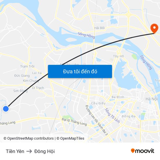 Tiền Yên to Đông Hội map