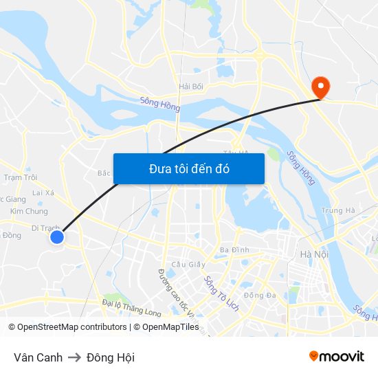 Vân Canh to Đông Hội map