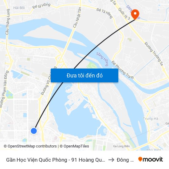 Gần Học Viện Quốc Phòng - 91 Hoàng Quốc Việt to Đông Hội map