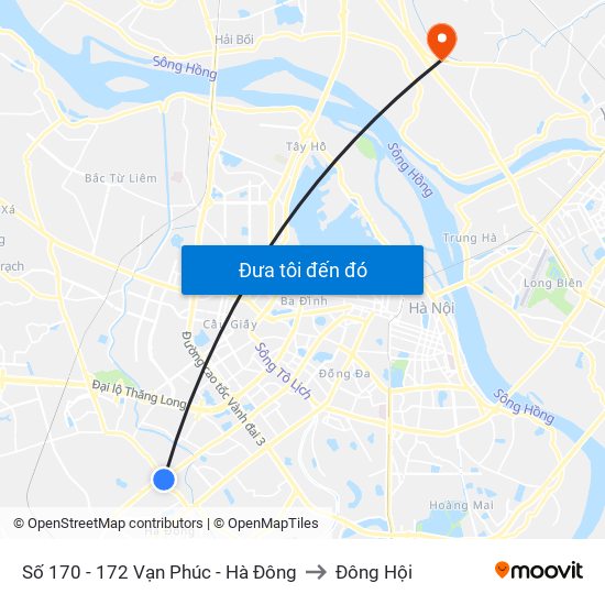 Số 170 - 172 Vạn Phúc - Hà Đông to Đông Hội map