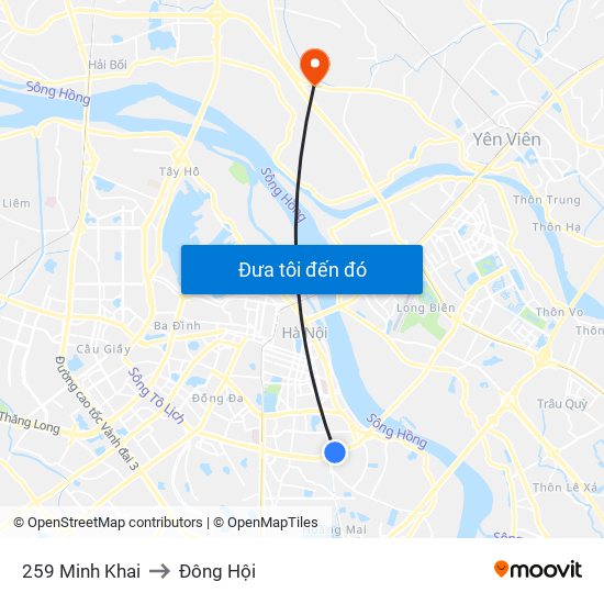 259 Minh Khai to Đông Hội map