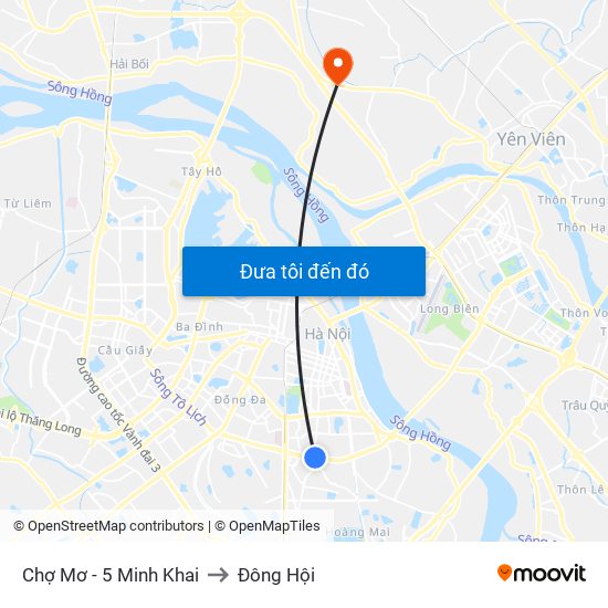 Chợ Mơ - 5 Minh Khai to Đông Hội map