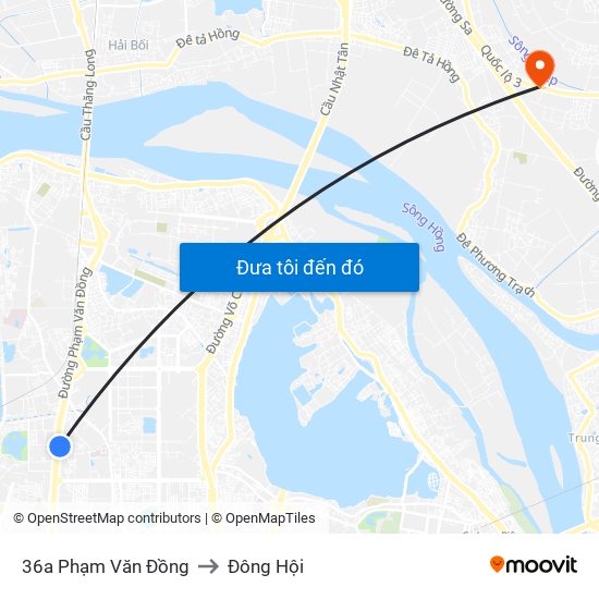 36a Phạm Văn Đồng to Đông Hội map