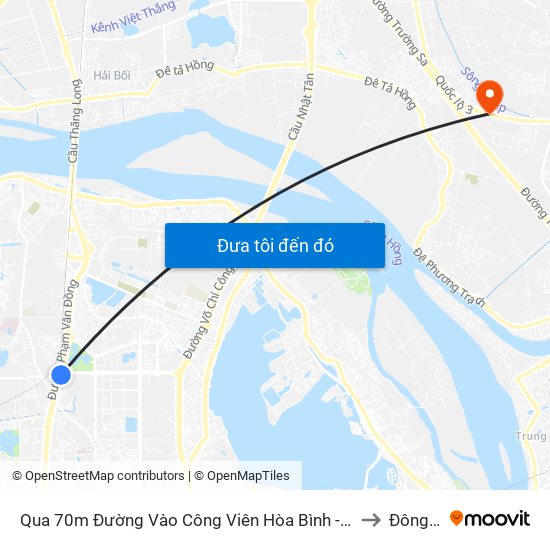 Qua 70m Đường Vào Công Viên Hòa Bình - Phạm Văn Đồng to Đông Hội map
