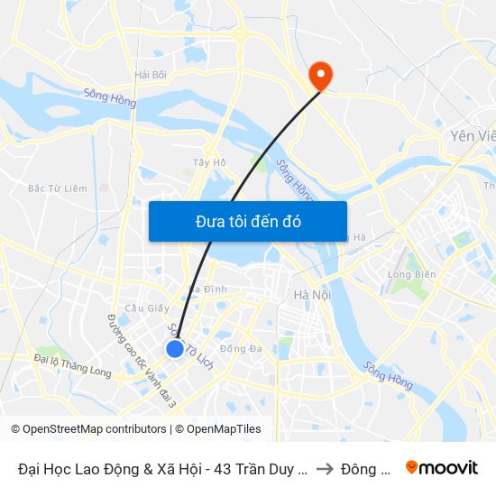 Đại Học Lao Động & Xã Hội - 43 Trần Duy Hưng to Đông Hội map