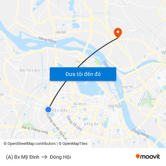 (A) Bx Mỹ Đình to Đông Hội map