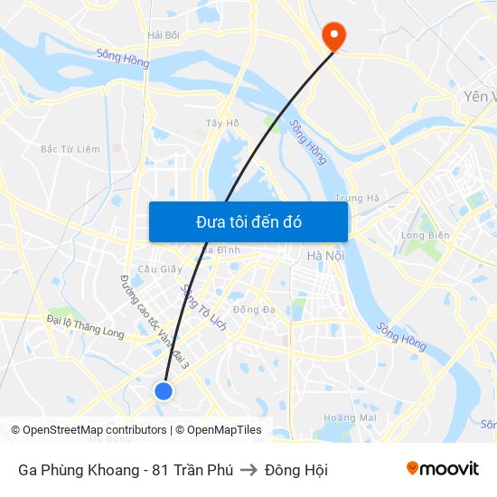 Ga Phùng Khoang - 81 Trần Phú to Đông Hội map