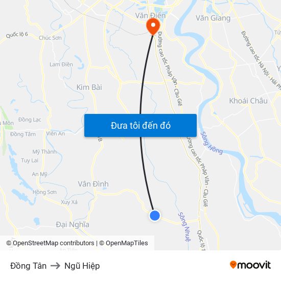 Đồng Tân to Ngũ Hiệp map