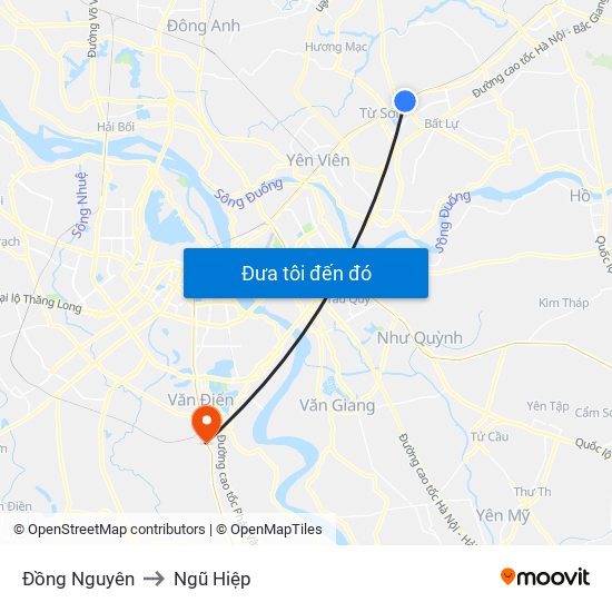 Đồng Nguyên to Ngũ Hiệp map