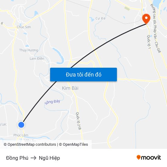 Đồng Phú to Ngũ Hiệp map