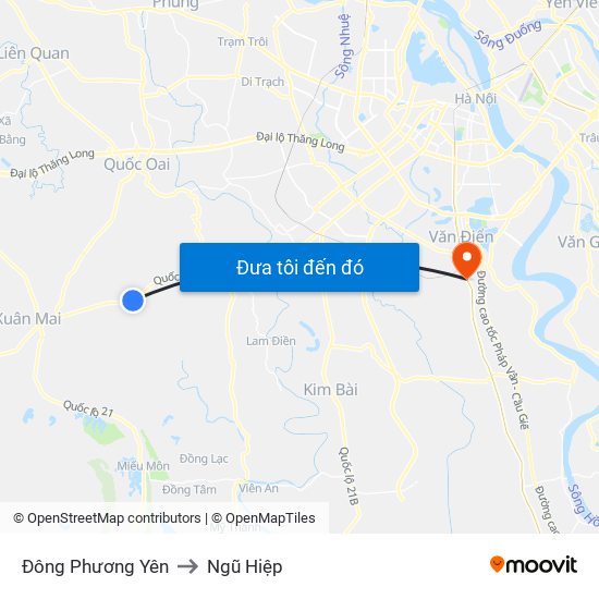 Đông Phương Yên to Ngũ Hiệp map