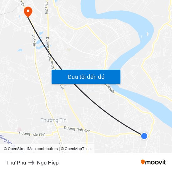 Thư Phú to Ngũ Hiệp map