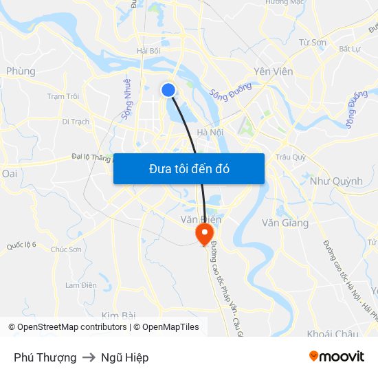 Phú Thượng to Ngũ Hiệp map