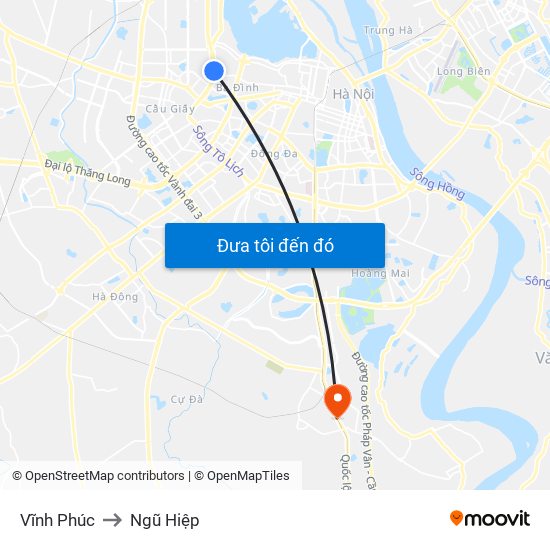 Vĩnh Phúc to Ngũ Hiệp map