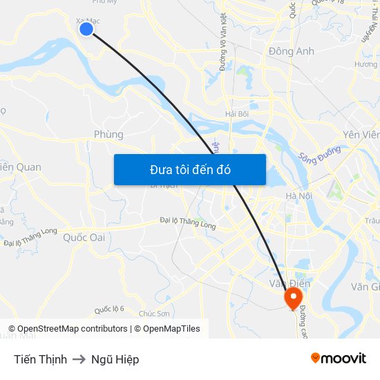 Tiến Thịnh to Ngũ Hiệp map