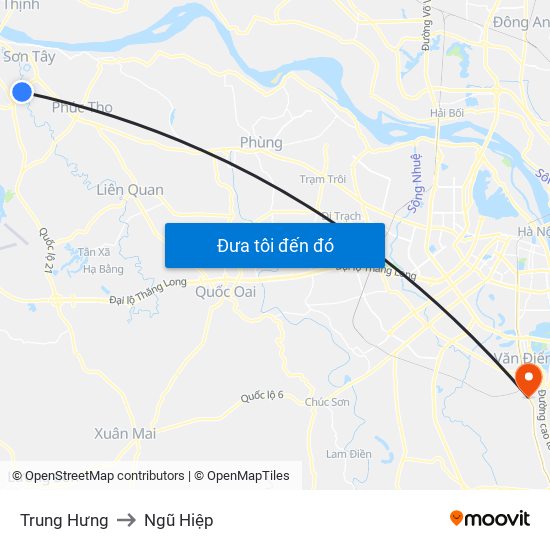 Trung Hưng to Ngũ Hiệp map