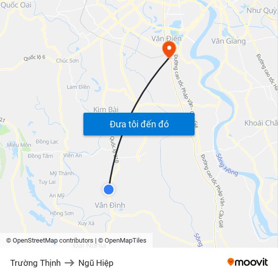 Trường Thịnh to Ngũ Hiệp map