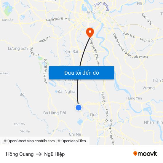 Hồng Quang to Ngũ Hiệp map
