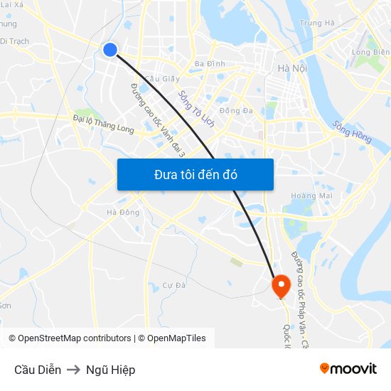 Cầu Diễn to Ngũ Hiệp map