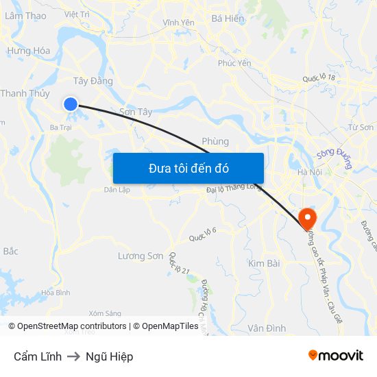 Cẩm Lĩnh to Ngũ Hiệp map