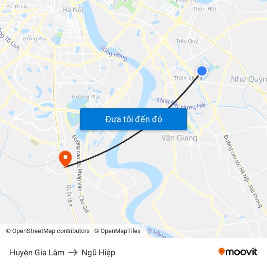 Huyện Gia Lâm to Ngũ Hiệp map