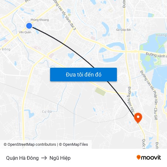 Quận Hà Đông to Ngũ Hiệp map