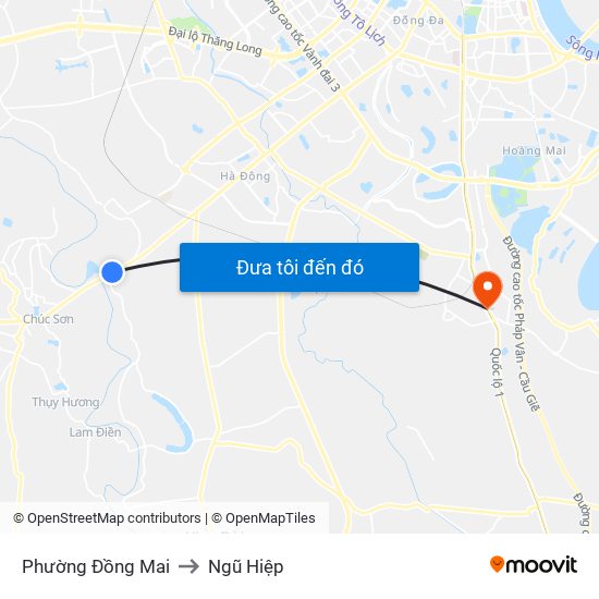 Phường Đồng Mai to Ngũ Hiệp map