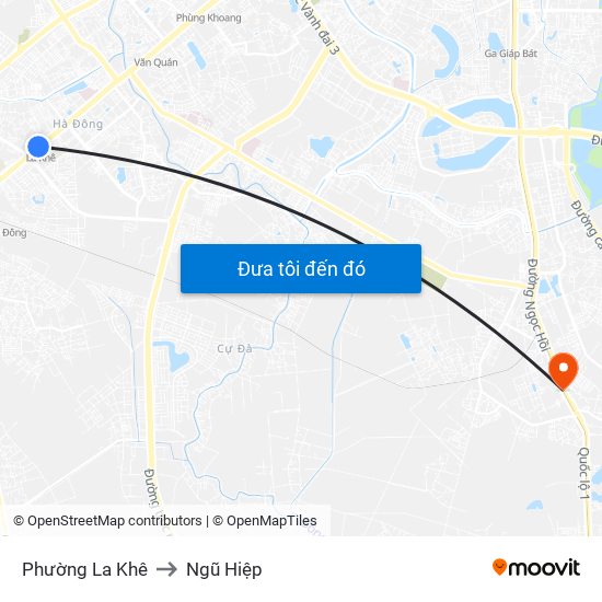 Phường La Khê to Ngũ Hiệp map