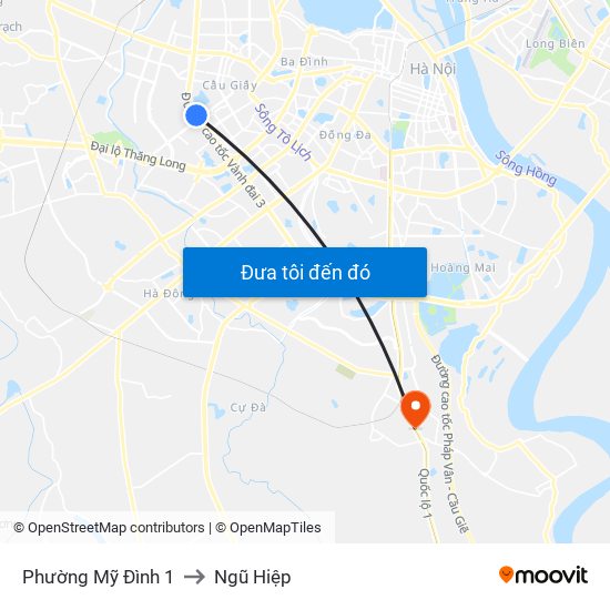 Phường Mỹ Đình 1 to Ngũ Hiệp map