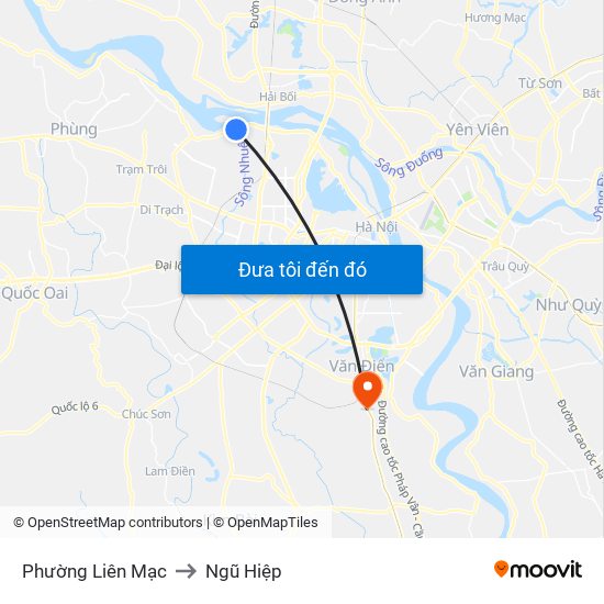 Phường Liên Mạc to Ngũ Hiệp map