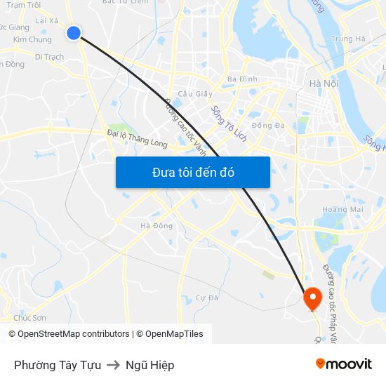 Phường Tây Tựu to Ngũ Hiệp map