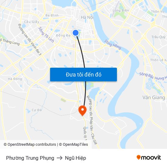 Phường Trung Phụng to Ngũ Hiệp map