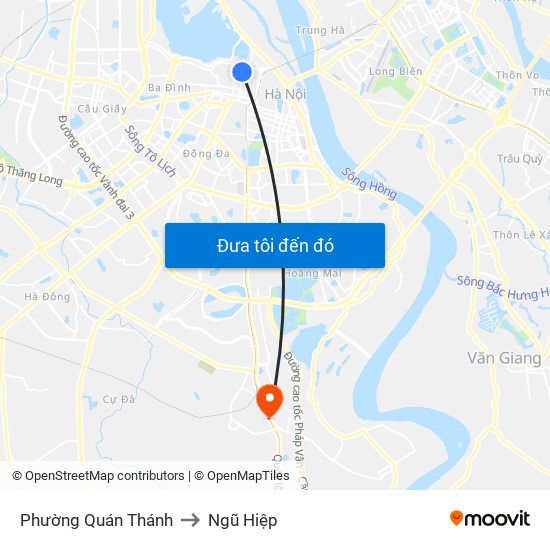 Phường Quán Thánh to Ngũ Hiệp map