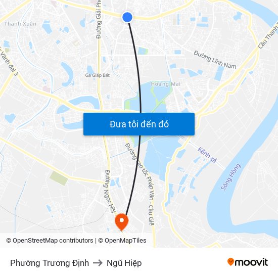 Phường Trương Định to Ngũ Hiệp map